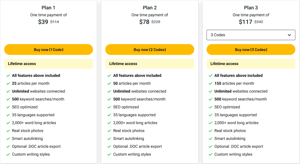 Writeseed Plans & features